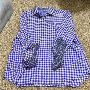 Robert Graham Purple and White Checkered Shirt